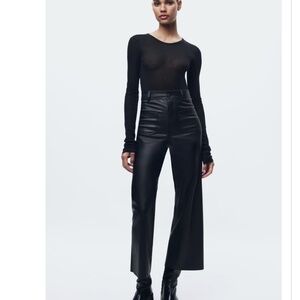 Zara The Marine Faux Leather High Rise Wide Leg Pant